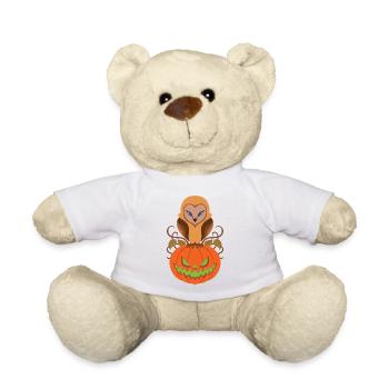 Scary Owl Creepy Pumpkin Face Halloween Costume - Teddy Bear - white - Front