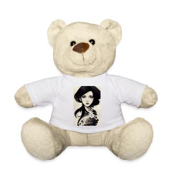 Femme japonaise peinte à l’encre noire - Nounours - blanc - Devant