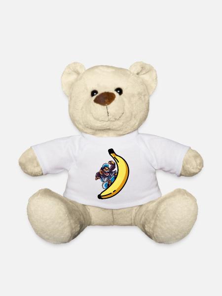 Skater Monkey mit Banane Skateboard - Teddy - Weiß