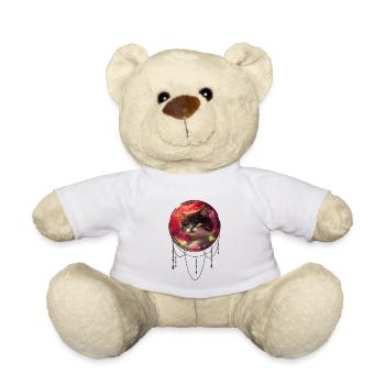 Cute kitten with birds - Teddy Bear - white - Front