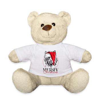 Père Noël TERRIER AUSTRALIEN Joyeux Noël Wilsigns - Nounours - blanc - Devant