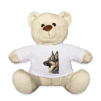 German Shepherd Watercolors - Teddy Bear - white - Front