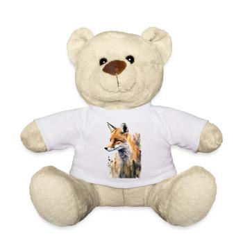 Fox Portrait Watercolors - Teddy Bear - white - Front