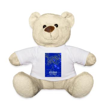 Nachtblaue schön ästhetische Wismar Landkarte - Teddy - Weiß - Vorne