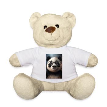Panda Brille Lusitg Leseratte Bücherwurm Schlau - Teddy - Weiß - Vorne