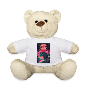 Tiger Vaporwave Retro 80s Palm Beach Summer - Nounours - blanc - Devant