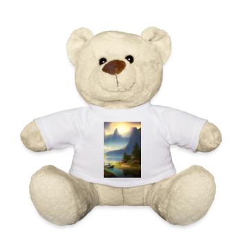 Landscape with lake, boat and mountains - Teddy Bear - white - Front