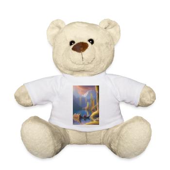Landscape with lake, boat and mountains - Teddy Bear - white - Front