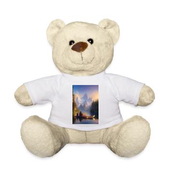 Landscape with lake, boat and mountains - Teddy Bear - white - Front