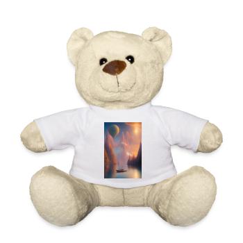 Landscape with lake, boat and mountains - Teddy Bear - white - Front