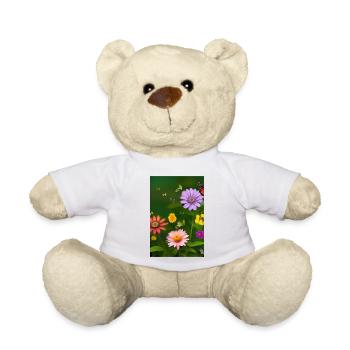 Blumen und Schmetterling - Teddy - Weiß - Vorne