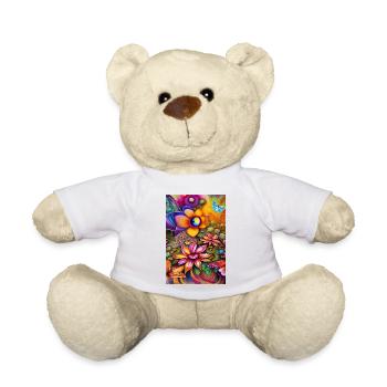 Blumen und Schmetterling - Teddy - Weiß - Vorne