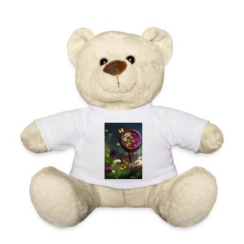 Blumen und Schmetterling - Teddy - Weiß - Vorne