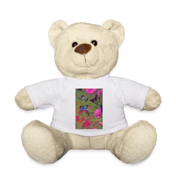 Blumen und Schmetterling - Teddy - Weiß - Vorne