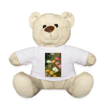 Blumen und Schmetterling - Teddy - Weiß - Vorne