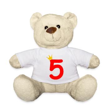 5th Birthday Gift - Teddy Bear - white - Front