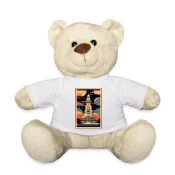 Japanisches Raumschiff im Stil eines Holzschnitts - Teddy - Weiß - Vorne