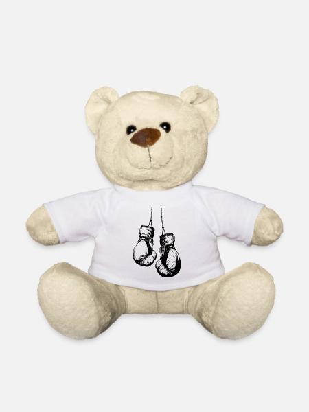 Hanging boxing gloves black - Teddy Bear - white