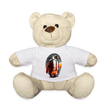 Cooler Pinguin im Anzug mit Bier - Teddy - Weiß - Vorne