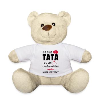super tata / cadeau humour tata - Nounours - blanc - Devant