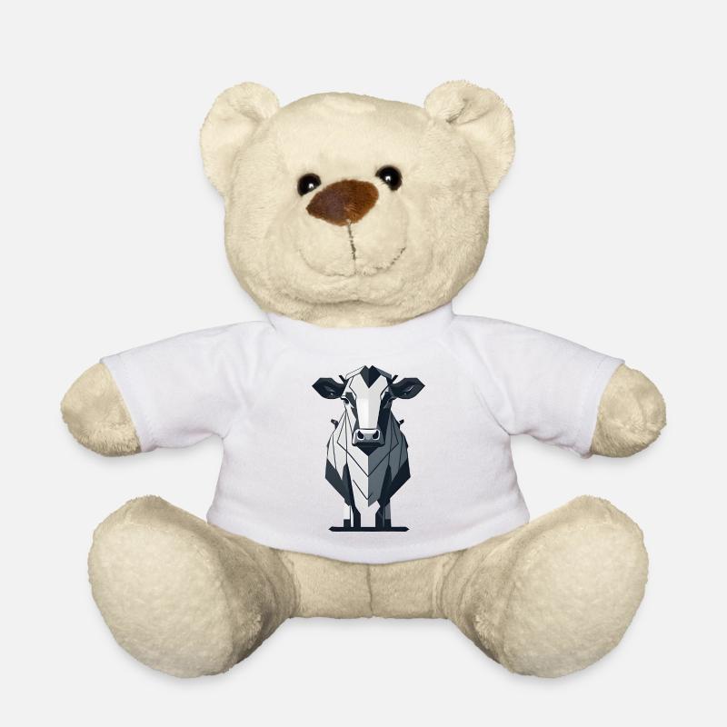 Geometric Cow - Teddy Bear - white