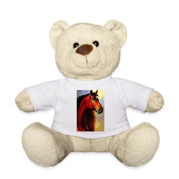 Peinture à l’huile de tête de cheval - Nounours - blanc - Devant