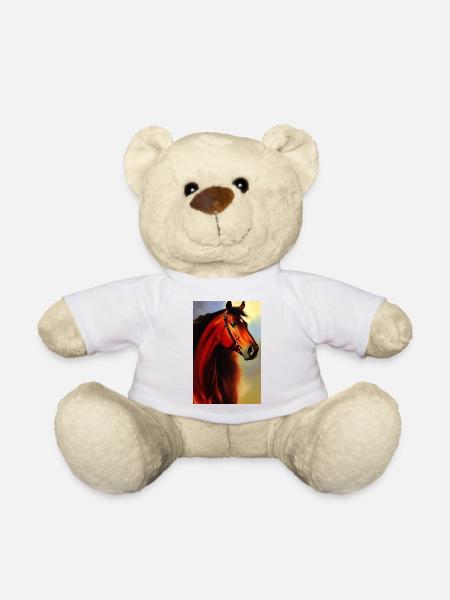 Pferdekopf Öl Malerei - Teddy - Weiß