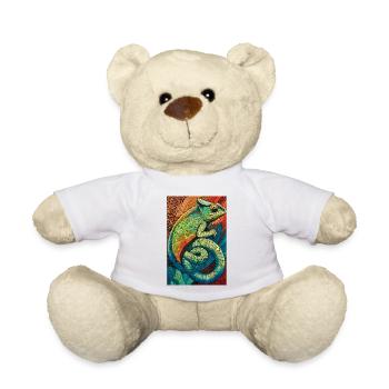 Lizard Lover Op Art Chameleon - Teddy Bear - white - Front