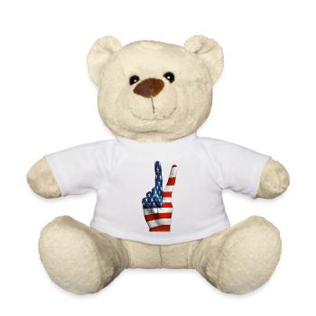 American flag signs victory - Teddy Bear - white - Front