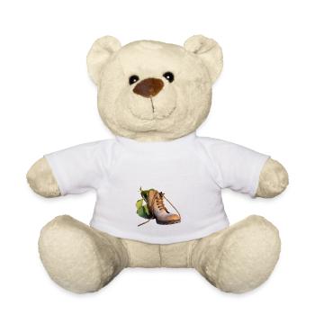 Shoe with green plant - Teddy Bear - white - Front