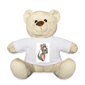 Dino Feline Temptation: Sensual Drawing of a Cute - Teddy Bear - white - Front