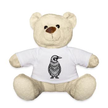 Pingouin cool avec des motifs ethno boho en noir - Nounours - blanc - Devant