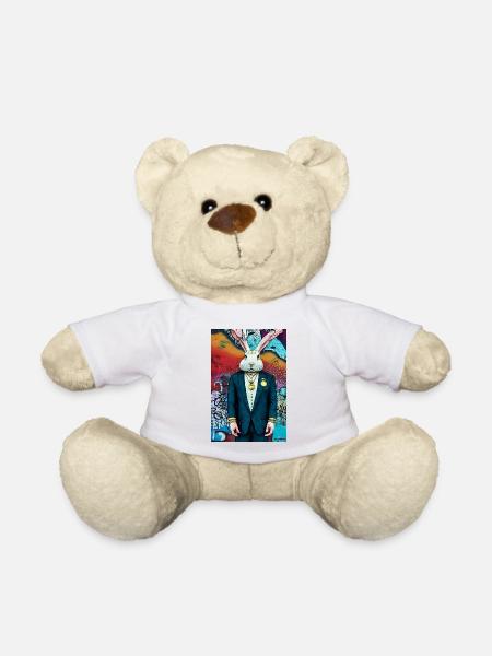 Hase im Anzug | moderner, urbaner Stil, farbenfroh - Teddy - Weiß