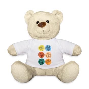 fleurs colorées cadeau fête des mères fleuriste flore - Nounours - blanc - Devant