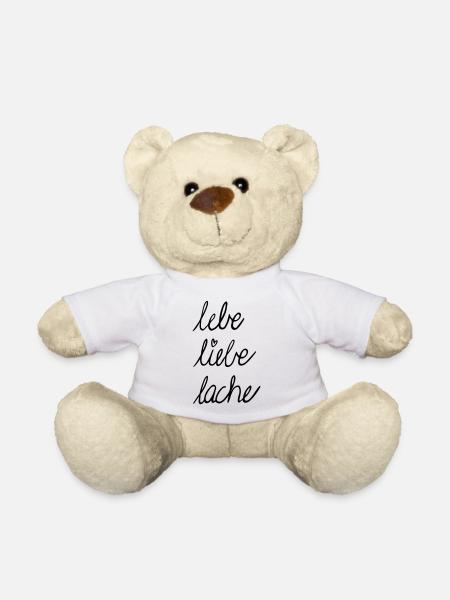 Lebe liebe lache Handschrift - Teddy - Weiß
