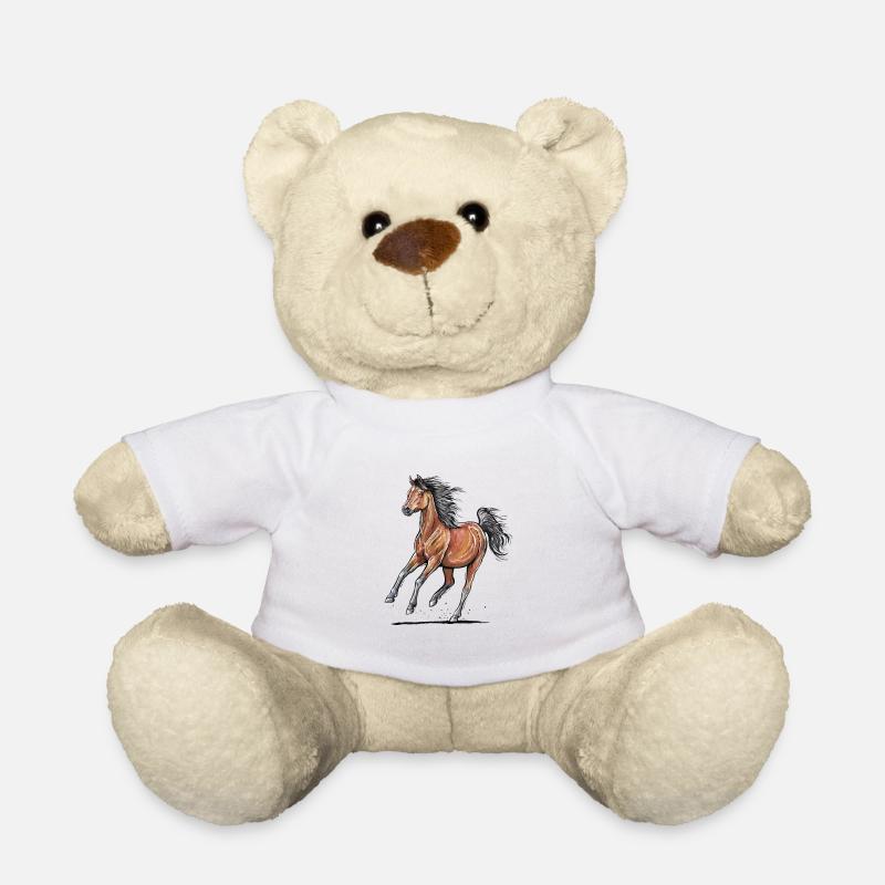 Galop de cheval brun - Nounours - blanc