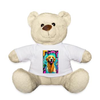 Pop-Art Print, Modern, Golden Retriever - Teddy - Weiß - Vorne