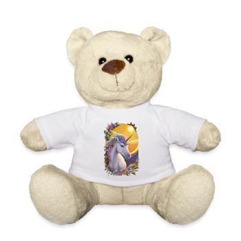 Einhorn im Blumengarten - Teddy - Weiß - Vorne