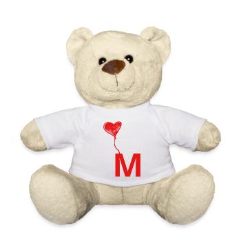 Lettre m cœur - Nounours - blanc - Devant