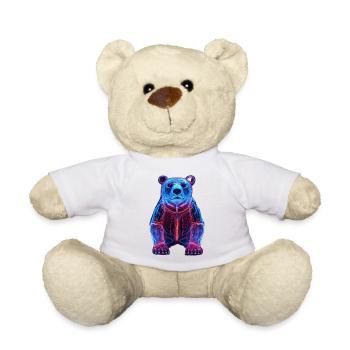 Neon Bear in Cyber Design - Teddy Bear - white - Front