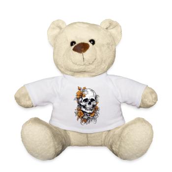Totenkopf mit Blumen - Teddy - Weiß - Vorne