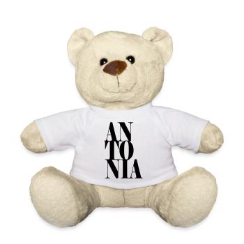 Antonia Nom Prénom Police moderne Word Art - Nounours - blanc - Devant