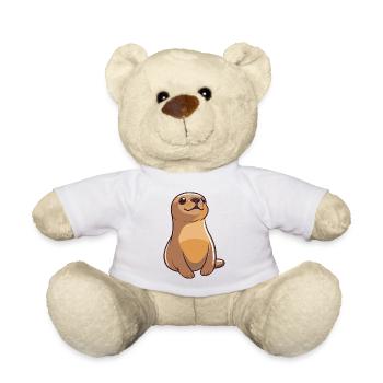 Lion de mer Cartoon Kawaii Aquarelle Illustration - Nounours - blanc - Devant