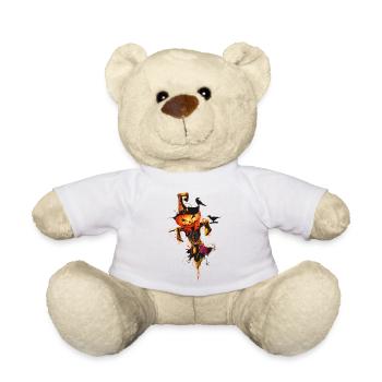 Halloween scarecrow pumpkin face in autumn - Teddy Bear - white - Front