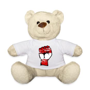 Austria Flag Fist Hand Used Symbol - Teddy Bear - white - Front