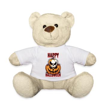 Gruseliges Halloween Kürbis mit Schädel - Teddy - Weiß - Vorne