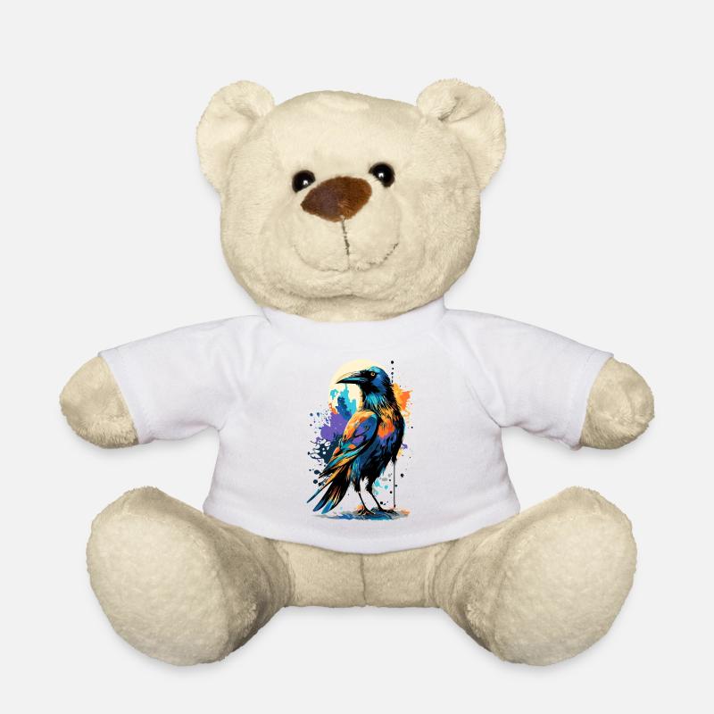 Corbeau noir - Corbeau coloré - Corbeaux et corbeaux - Nounours - blanc