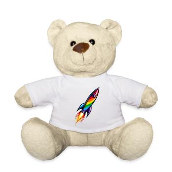 Rainbow Rocket | Rocket launch - Teddy Bear - white - Front