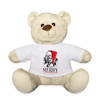 Santa Longhair Dachshund Merry Christmas Wilsigns - Teddy Bear - white - Front