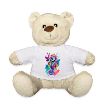 Seepferd Farbenfroh - Hippocampus Seepferdchen - Teddy - Weiß - Vorne